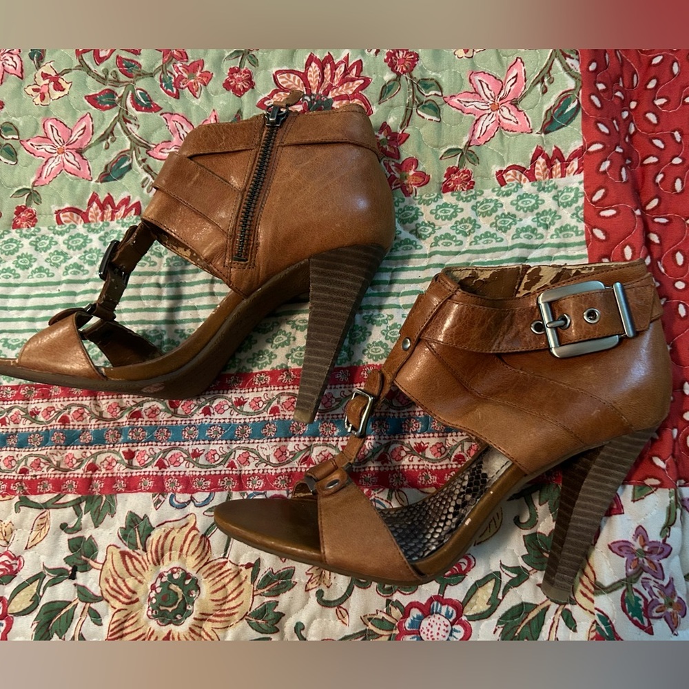 Camel open foot ankle booties